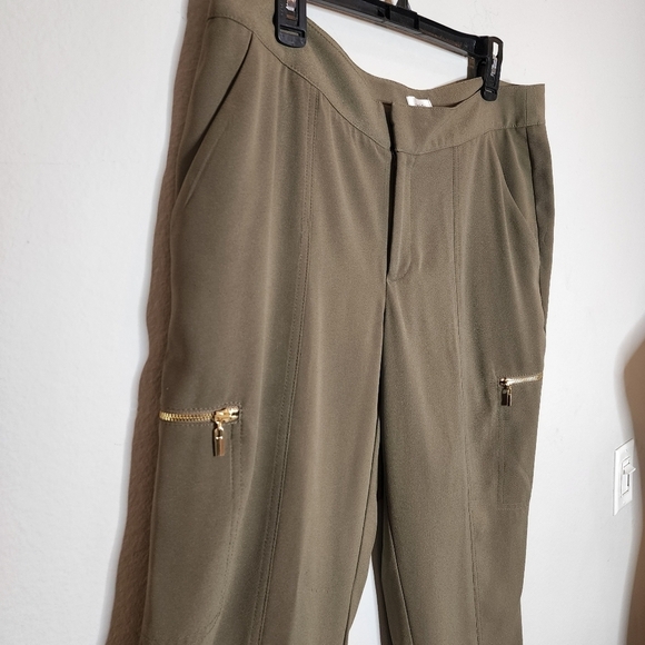 Cache Green Flowy Trouser Pants Size 12 Zip Ankles - Picture 7 of 10